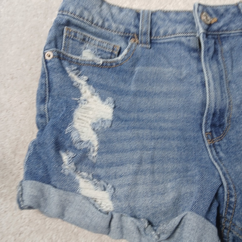 Happily Grey high rise Distressed Womens Juniors Jean Shorts Rolled Hem 5/27 - Picture 3 of 12
